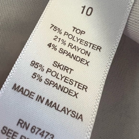 Dress Barn 10 Navy Blue Gray Ehite Stripe Floral Knee Length Dress Modest - Picture 9 of 10